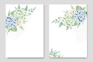 hochzeitseinladungskarte mit floraler hortensienvorlage vektor