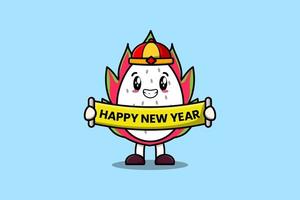 Chinesisches frohes neues Jahr der netten Karikaturdrachenfrucht vektor