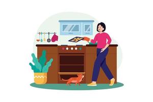 matlagning och kök illustration begrepp. en platt illustration isolerat på vit bakgrund vektor