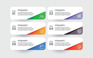 Sechs Schritte moderne Infografik-Vorlage vektor