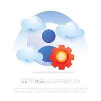 benutzereinstellungsillustrationsdesign für mobile app- oder website-design vektor