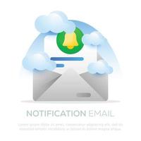 Benachrichtigungs-E-Mail-Illustrationsdesign für mobiles oder Website-Design vektor