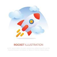 Raketenillustrationsdesign für mobiles oder Website-Design vektor