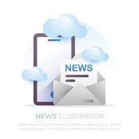 Nyheter illustration design för mobil eller hemsida design vektor
