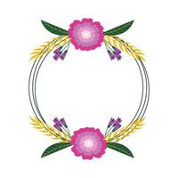 Kreisrahmen Blumenhintergrund für Hochzeit oder Einladung. Blumenhintergrund vektor