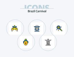 Brasilien karneval linje fylld ikon packa 5 ikon design. Brasilien. bläck. flagga. fjäder. karneval vektor