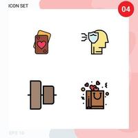 4 gefülltes flaches Farbkonzept für mobile Websites und Apps Kartenzentrum Hochzeitssicherheitstasche editierbare Vektordesign-Elemente vektor