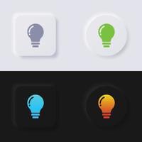 Glühbirnen-Icon-Set, mehrfarbiger Neumorphismus-Button Soft-UI-Design für Webdesign, Anwendungs-UI und mehr, Icon-Set, Button, Vektor. vektor