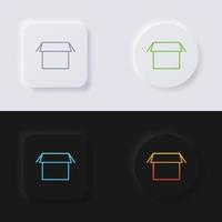 Box-Icon-Set, mehrfarbiger Neumorphismus-Button Soft-UI-Design für Webdesign, Anwendungs-UI und mehr, Icon-Set, Button, Vektor. vektor