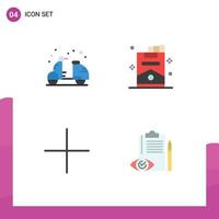 4 flaches Icon-Konzept für mobile Websites und Apps Strand fügen heiße Zigarette plus bearbeitbare Vektordesign-Elemente hinzu vektor