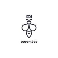 vektor tecken drottning bi symbol är isolerat på en vit bakgrund. ikon Färg redigerbar.