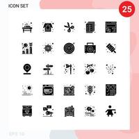 moderner Satz von 25 soliden Glyphen und Symbolen wie Entwicklungsmanagement zurück zur Schuldatei Geschäft editierbare Vektordesign-Elemente vektor