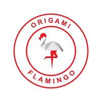 flamingo origami logotyp design vektor ikon symbol mall illustration