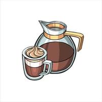 kaffeemaschine und tasse cappuccino-illustration vektor