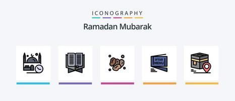 Ramadan-Linie gefüllt 5 Icon Pack inklusive Morgen. Sonne. Muslim. Muslim. Stift. kreatives Symboldesign vektor