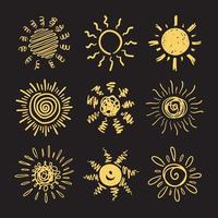 satz von doodle sun.design-elementen. Vektor-Illustration. vektor