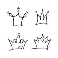 doodle set crown line art, vektorillustration. vektor
