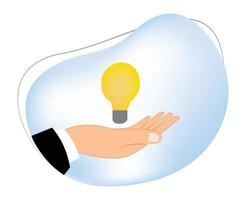 affärsman hand innehav ljus Glödlampa. illustration hitta aning vektor