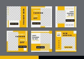 mode försäljning social media posta mall samling med gul Färg vektor