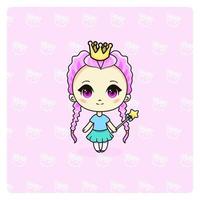 süßes und kawaii Prinzessinnenmädchen. glücklich manga chibi mädchen mit krone. Vektor-Illustration. Alle Objekte sind isoliert. Kunst für Drucke, Cover, Poster und jegliche Verwendung. vektor