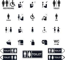 Symbolsatz für die Toilettenlinie. WC-Zeichen. männer, frauen, mutter mit baby und handicap-symbol. Toilette für Männer, Frauen, Transgender, Behinderte. Vektorgrafiken vektor