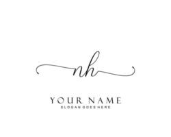 anfängliches nh-schönheitsmonogramm und elegantes logo-design, handschriftliches logo der ersten unterschrift, hochzeit, mode, blumen und botanik mit kreativer vorlage. vektor