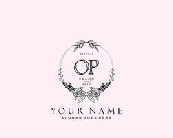 Initial Op Beauty Monogramm und elegantes Logo-Design, Handschrift-Logo der Erstunterschrift, Hochzeit, Mode, Blumen und Pflanzen mit kreativer Vorlage. vektor