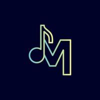 musiknote logo design marke buchstabe m vektor