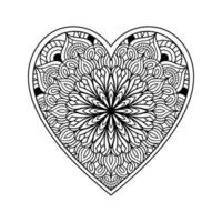 hjärta mandala färg sida för vuxen, hjärta med blommig mandala mönster konst, hjärta formad mandala blommig mönster för färg sida, hand dragen hjärta blommig mandala klotter för färg bok vektor