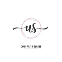 uns anfängliche Handschrift und Signatur-Logo-Design mit Kreis. schönes design handgeschriebenes logo für mode, team, hochzeit, luxuslogo. vektor