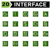 Das Interface-Icon-Set umfasst Cloud, Wetter, Interface, Vorsicht, Warnung, Aufmerksamkeit, Wichtig, Zeit, Timer, Uhr, Wecker, Bild, Foto, Galerie, Nachricht, Mail, Brief, Chat, E-Mail, Umschlag, Musik vektor