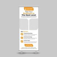 Unternehmens-Rollup-Banner-Design-Standvorlage für Unternehmen oder Agenturen mit freiem Vektor der Präsentation