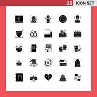 Gruppe von 25 soliden Glyphen Zeichen und Symbolen für Ideensatz Business Basic Potential editierbare Vektordesign-Elemente vektor