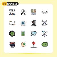 uppsättning av 16 modern ui ikoner symboler tecken för kommunikation rätt nyckel flytta pil redigerbar kreativ vektor design element