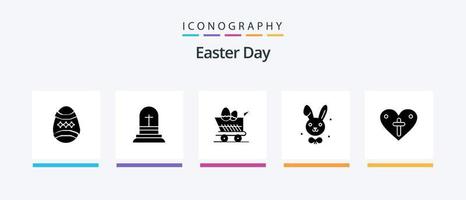 Ostern Glyphe 5 Icon Pack inklusive Ostern. Herz. Wagen. Hase. bynny. kreatives Symboldesign vektor