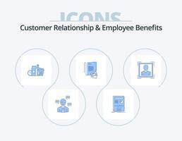 kund relation och anställd fördelar blå ikon packa 5 ikon design. kreditera. anteckningsbok. Framgång. notera. objekt vektor