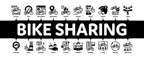 cykel delning företag minimal infographic baner vektor