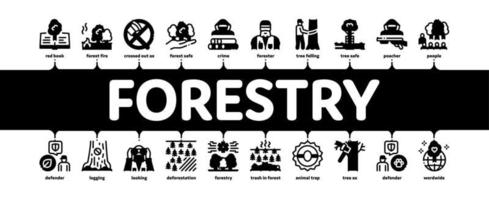 Forstholzfäller minimaler Infografik-Bannervektor vektor
