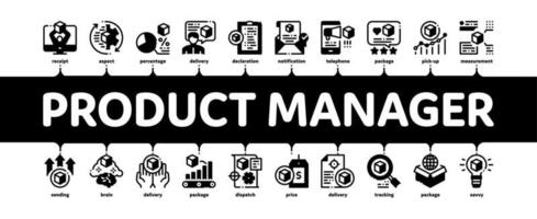 Produktmanager arbeiten minimaler Infografik-Banner-Vektor vektor