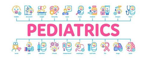 Pädiatrie medizinischer minimaler Infografik-Banner-Vektor vektor