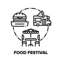 Food Festival Vektorkonzept schwarze Illustrationen vektor