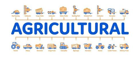 landwirtschaftliche Fahrzeuge minimaler Infografik-Banner-Vektor vektor