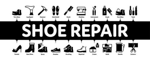 Schuhreparaturausrüstung minimaler Infografik-Banner-Vektor vektor