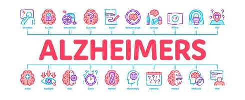 Alzheimer-Krankheit minimaler Infografik-Banner-Vektor vektor