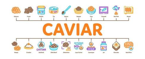 kaviar skaldjur produkt minimal infographic baner vektor