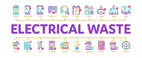 Elektroschrottwerkzeuge minimaler Infografik-Banner-Vektor vektor