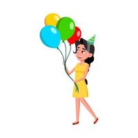 Mädchen Teenager zu Fuß mit Luftballons Haufen Vektor