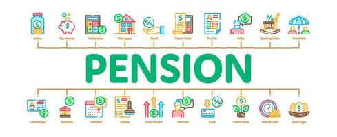 pension pensionering minimal infographic baner vektor