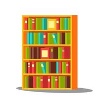 Bücherregal-Vektor. Zuhause, Bibliothek. Haufen Enzyklopädie. Bildung. isolierte flache karikaturillustration vektor