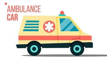 ambulans bil vektor. nödsituation lastbil. skynda läkare klinik transport med siren isolerat platt tecknad serie illustration vektor